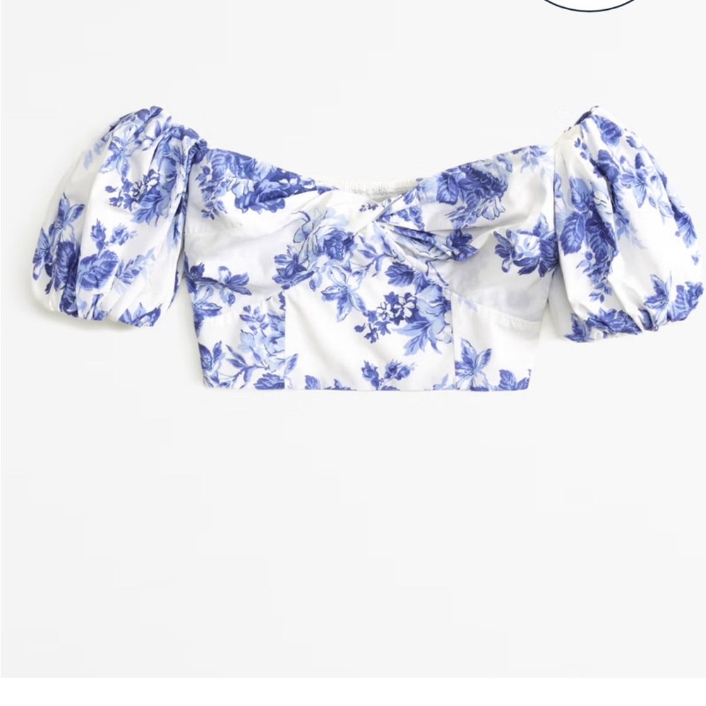 Abercrombie floral peplum sleeve crop top